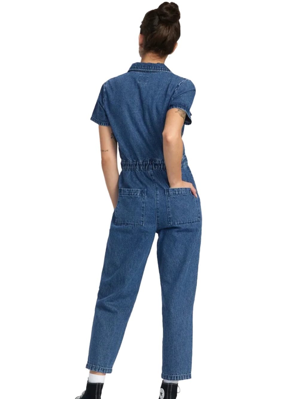 RVCA Women's Recession Denim Jumpsuit Jeans - Blue - Picture 2 of 8